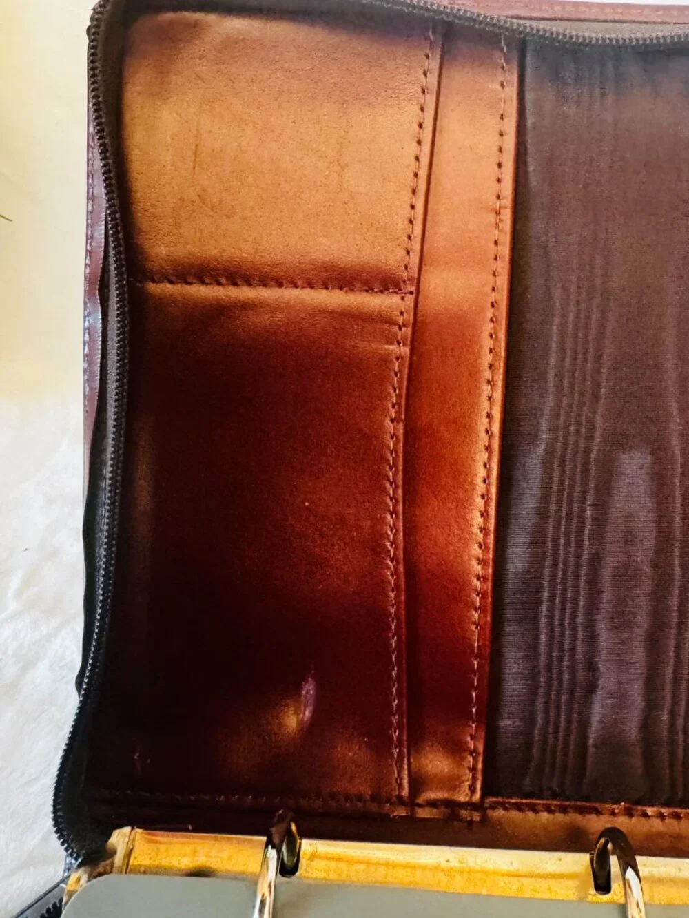 Vtg Professional Organizer Planner Red Maroon Faux Leather 3 Ring Binder YKK Zip